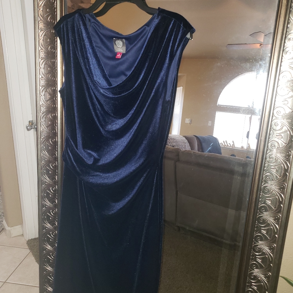 Vince Camuto Navy Velvet Sheath Dress